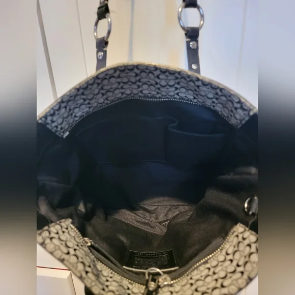 Coach Signature Gray Black Jacquard Leather Satchel F11526 - Picture 14 of 15